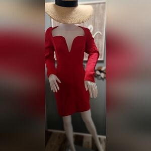 Club L London Bold Red Long Sleeve Dress